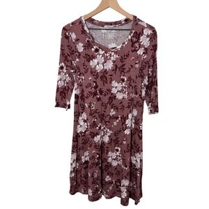 Latched Mama Floral Print 3/4 Sleeve V Neck Knit Dress Women's Size S Nursing